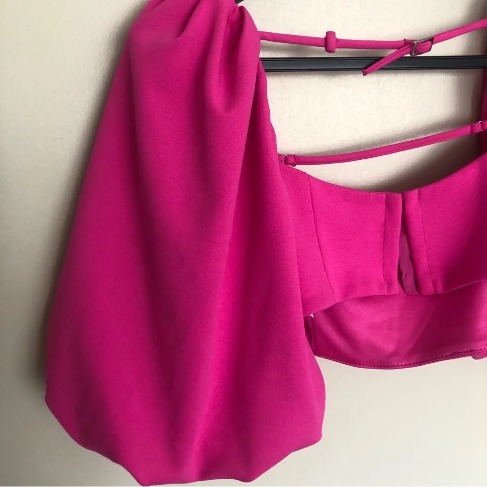 Zara Fuchsia top with ballon sleeves - Size S - Picture 4 of 9